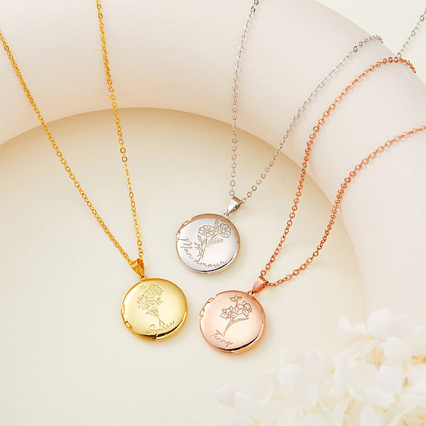 Collier Personnalisé Photo Avec Médaillon Aile D'Ange - Gravure Photo Et Texte - Cadeau Romantique