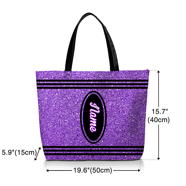 Personalised Artificial Glitter Crayon Design Tote Bag with Name Large Capacity Teacher s Day Back to School Gift for Teacher
