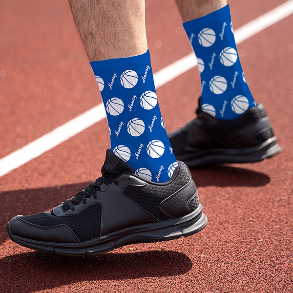 Personalised Multicolour Baseball Basketball Design Tube Socks with Name Birthday Game Day Gift for Sport Lovers CALLIE