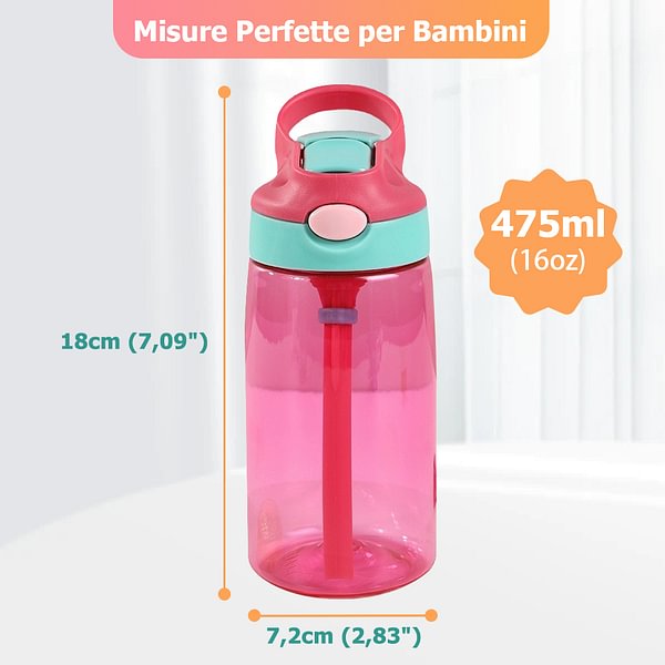 Borraccia Termica Cannuccia SANTECO Borraccia Babini Acciaio Inox, Bottiglia Terica A Prova Di Perdite Con Cannuccia Borraccia Termica Bambini Cannuccia - 10
